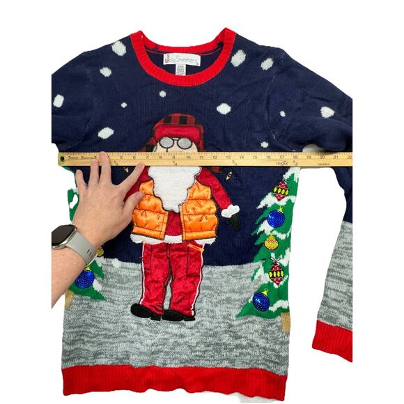 Jolly Sweaters Ugly Christmas Sweater Size Small Santa Orange Hunting Vest - Picture 4 of 7